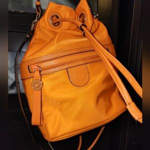 Orange Cole Haan Nylon Drawstring Bucket Bag